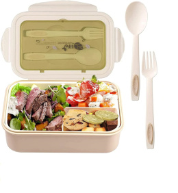 Pudełko lunch box Bento organizer na żywność przegródki sztućce1400 ml