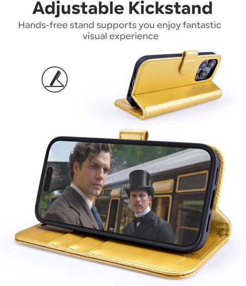 ETUI Z KLAPKĄ PORTFEL DO IPHONE 14 PRO 6,1″ złoty pokrowiec case ETUI Z KLAPKĄ PORTFEL DO IPHONE 14 PRO 6,1″ złoty pokrowiec case