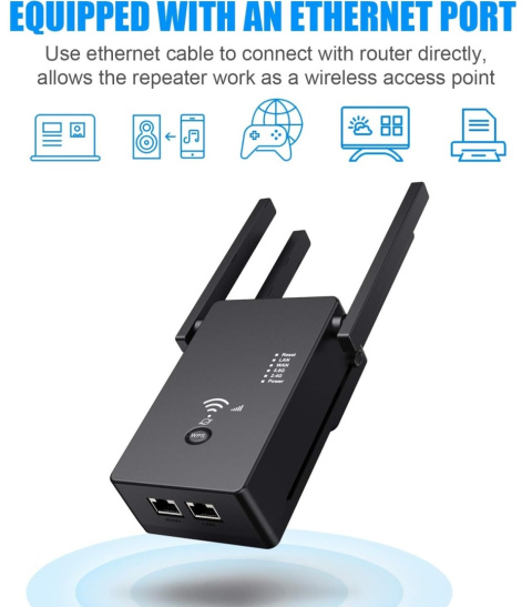 Wzmacniacz sygnału Wifi Dual Band Repeater LAN repeater 867/300Mb/s Wzmacniacz sygnału Wifi Dual Band Repeater LAN repeater 867/300Mb/s