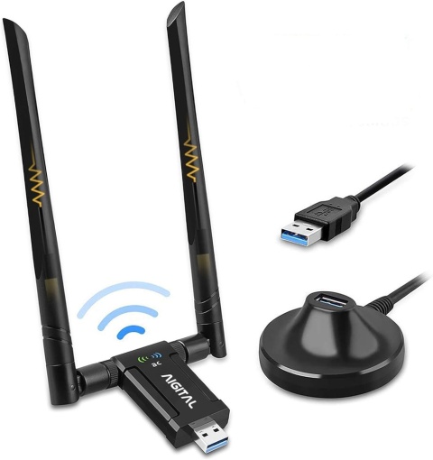 Karta sieciowa zewnętrzna Aigital 1200Mb/s dwupasmowy adapter Wi-Fi Karta sieciowa zewnętrzna Aigital 1200Mb/s dwupasmowy adapter Wi-Fi