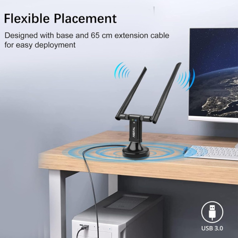 Karta sieciowa zewnętrzna Aigital 1200Mb/s dwupasmowy adapter Wi-Fi Karta sieciowa zewnętrzna Aigital 1200Mb/s dwupasmowy adapter Wi-Fi