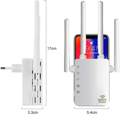 Dwuzakresowy wzmacniacz sygnału Wi-Fi AC1200 Mbit/s 5 GHz Ethernet WLAN WPS Dwuzakresowy wzmacniacz sygnału Wi-Fi AC1200 Mbit/s 5 GHz Ethernet WLAN WPS