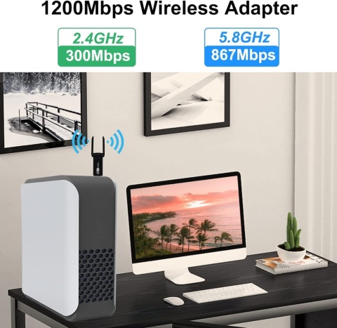 Karta sieciowa zewnętrzna USB Wodgreat 1300Mb/s dwupasmowy adapter Wi-Fi Karta sieciowa zewnętrzna USB Wodgreat 1300Mb/s dwupasmowy adapter Wi-Fi