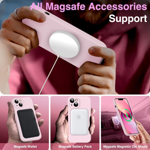 Silikonowe etui do iPhone 13 6,1" plecki różowe kompatybilne z Magsafe Silikonowe etui do iPhone 13 6,1" plecki różowe kompatybilne z Magsafe