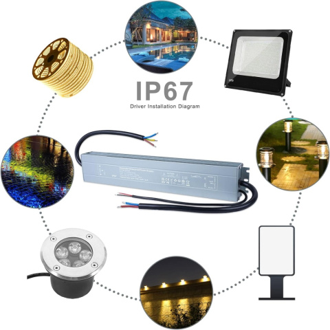 Zasilacz sterownik REYLAX IP67 przełącznik do LED 200W 260 V AC 24 V Zasilacz sterownik REYLAX IP67 przełącznik do LED 200W 260 V AC 24 V