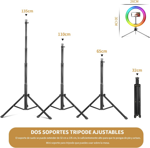 LAMPA PIERŚCIENIOWA LED RING DO MAKIJAŻU SELIE UCHWYT NA TELEFON 135cm LAMPA PIERŚCIENIOWA LED RING DO MAKIJAŻU SELIE UCHWYT NA TELEFON 135cm