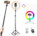 LAMPA PIERŚCIENIOWA LED RING DO MAKIJAŻU SELIE UCHWYT NA TELEFON 135cm LAMPA PIERŚCIENIOWA LED RING DO MAKIJAŻU SELIE UCHWYT NA TELEFON 135cm