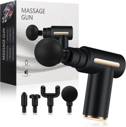 PISTOLET DO MASAŻU MASAŻER CIAŁA MASSAGE WIBRACYJNY 4 GŁOWICE CZARNY