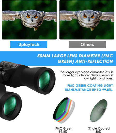 Wodoodporna lornetka Uplayteck HD IPX5 dla dorosły 10x50 mm 10X Wodoodporna lornetka Uplayteck HD IPX5 dla dorosły 10x50 mm 10X