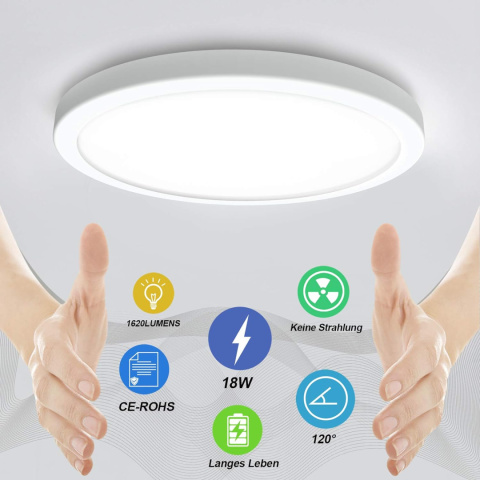 Lampa sufitowa LED BENMA 18W 18cm 6000K 20000H białe światło Lampa sufitowa LED BENMA 18W 18cm 6000K 20000H białe światło