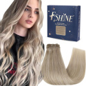 Doczepiane włosy 100% naturalne ludzkie 55cm 100g blond z pasemkami