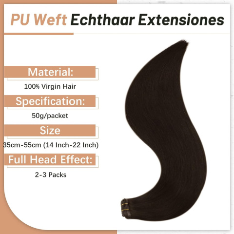 Doczepiane włosy 100% naturalne ludzkie 55cm 50g ciemny brąz proste Doczepiane włosy 100% naturalne ludzkie 55cm 50g ciemny brąz proste