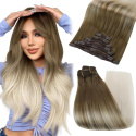 Doczepiane włosy 100% naturalne ludzkie 55cm 120g Clip in balejaż Doczepiane włosy 100% naturalne ludzkie 55cm 120g Clip in balejaż