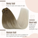 Doczepiane włosy 100% naturalne ludzkie 55cm 120g Clip in balejaż Doczepiane włosy 100% naturalne ludzkie 55cm 120g Clip in balejaż