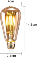 3x Żarówka E27 dekoracyjna ozdobna retro Edison ST64 4W światło akcentujące 3x Żarówka E27 dekoracyjna ozdobna retro Edison ST64 4W światło akcentujące