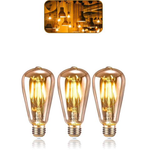 3x Żarówka E27 dekoracyjna ozdobna retro Edison ST64 4W światło akcentujące 3x Żarówka E27 dekoracyjna ozdobna retro Edison ST64 4W światło akcentujące