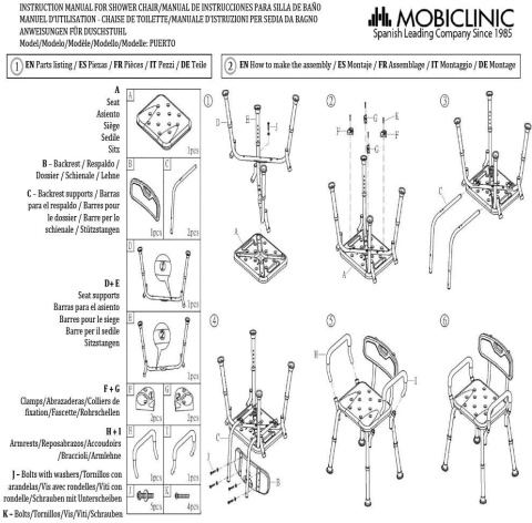 Krzesło prysznicowe Mobiclinic Puerto fotel Krzesło prysznicowe Mobiclinic Puerto fotel