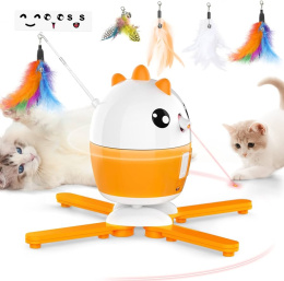 zabawka dla kota piórka laser obrotowa interaktywna piórka