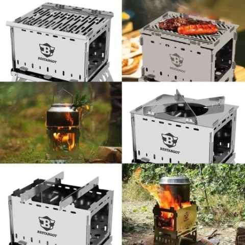 Grill kempingowy składany stal nierdzewna przenośny Hobo Bestargot Gazowy Grill kempingowy składany stal nierdzewna przenośny Hobo Bestargot Gazowy