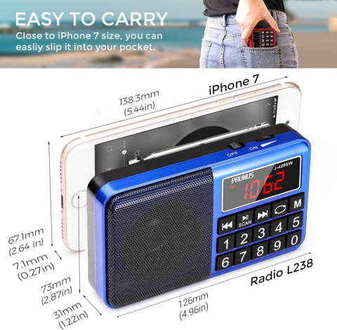 MAŁE PRZENOŚNE RADIO FM AM PRUNUS J-429SW NIEBIESKIE MAŁE PRZENOŚNE RADIO FM AM PRUNUS J-429SW NIEBIESKIE