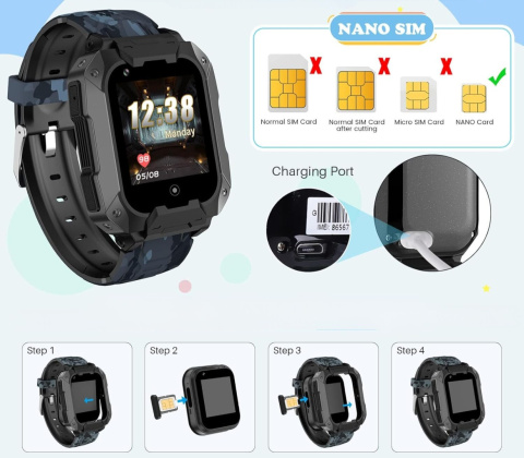 Zegarek SMARTWATCH dla dzieci Mingfuxin 4G Aparat wykonywanie połączeń Zegarek SMARTWATCH dla dzieci Mingfuxin 4G Aparat wykonywanie połączeń