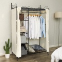 Szafa garderoba z zasłoną składana wieszak półki czarna SONGMICS DUŻA