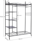 Szafa garderoba z zasłoną składana wieszak półki czarna SONGMICS DUŻA