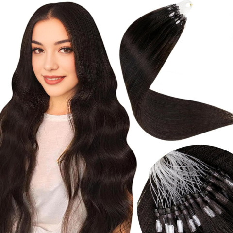 Naturalne włosy 100% ludzkie MIKRORINGI RINGI 50cm 50g 50szt pasm brąz Naturalne włosy 100% ludzkie MIKRORINGI RINGI 50cm 50g 50szt pasm brąz