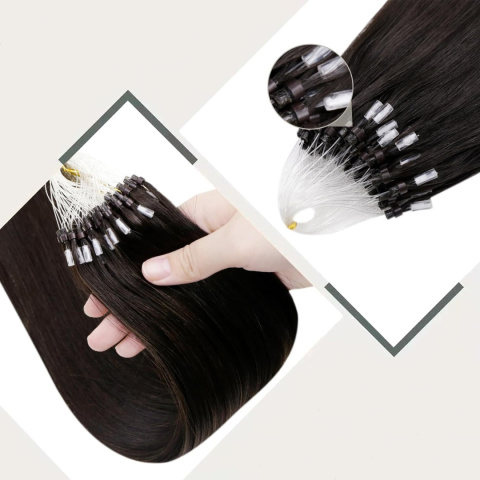 Naturalne włosy 100% ludzkie MIKRORINGI RINGI 50cm 50g 50szt pasm brąz Naturalne włosy 100% ludzkie MIKRORINGI RINGI 50cm 50g 50szt pasm brąz