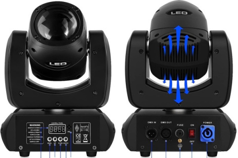 Ruchoma głowica LED 100 W DMX512 240V 18 pryzmatów Ruchoma głowica LED 100 W DMX512 240V 18 pryzmatów