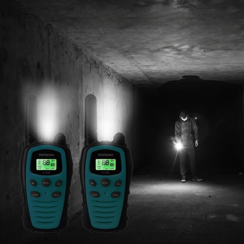 Krótkofalówki HUNICOM H-628 Walkie Talkie 2 sztuki 5km z latarką led Krótkofalówki HUNICOM H-628 Walkie Talkie 2 sztuki 5km z latarką led