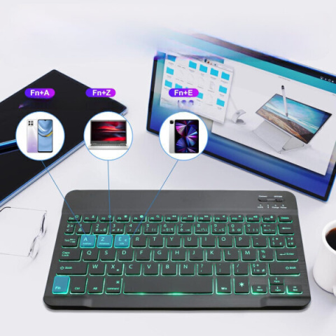 Bezprzewodowa mini klawiatura ZIENSTAR bluetooth AZERTY podświetlenie Bezprzewodowa mini klawiatura ZIENSTAR bluetooth AZERTY podświetlenie