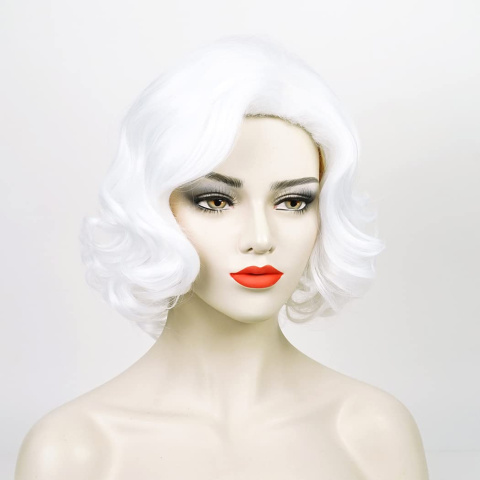 Peruka syntetyczna włosy krótkie białe cosplay anime długie 30 cm Peruka syntetyczna włosy krótkie białe cosplay anime długie 30 cm