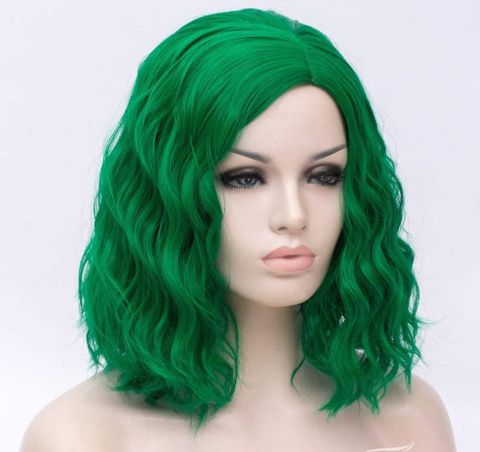 Peruka włosy zielone cosplay halloween anime krótki bob 35cm Peruka włosy zielone cosplay halloween anime krótki bob 35cm