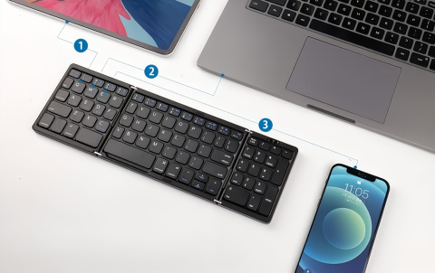 Składana klawiatura Bluetooth Sikai z klawiaturą numeryczną QWERTY czarna Składana klawiatura Bluetooth Sikai z klawiaturą numeryczną QWERTY czarna