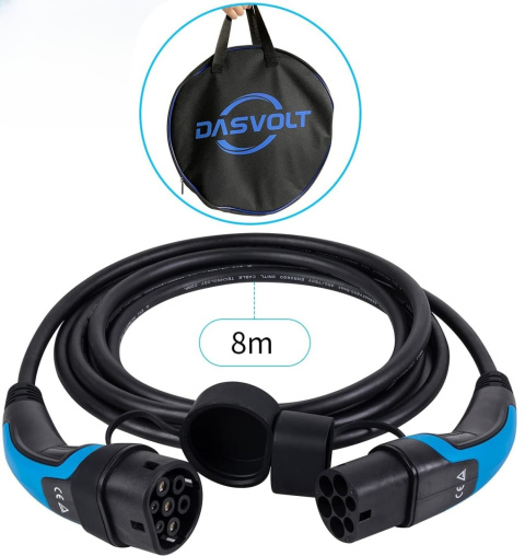 Kabel DasVolt EV/PHEV DASVOLT AC-T2T2-11-8 Typ 2 IEC62196 16A 3,7kW 8m Kabel DasVolt EV/PHEV DASVOLT AC-T2T2-11-8 Typ 2 IEC62196 16A 3,7kW 8m