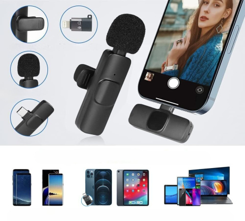 Bezprzewodowy mikrofon do smartfona USB typ C nagrywanie bez aplikacji Bezprzewodowy mikrofon do smartfona USB typ C nagrywanie bez aplikacji