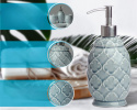 CERAMICZNY ZESTAW ŁAZIENKOWY 4 ELEMENTY DOZOWNIK KUBEK MYDELNICZKA UCHWYT CERAMICZNY ZESTAW ŁAZIENKOWY 4 ELEMENTY DOZOWNIK KUBEK MYDELNICZKA UCHWYT