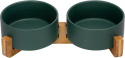 Miska dla psa kota podwójna ceramiczna 2x850ml na stojaku zielony Miska dla psa kota podwójna ceramiczna 2x850ml na stojaku zielony