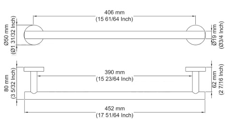 Wieszak uchwyt ścienny na ręcznik srebrny 45cm do łazienki kuchni Wieszak uchwyt ścienny na ręcznik srebrny 45cm do łazienki kuchni
