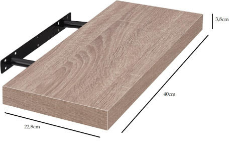 Półka wisząca na dekoracje ścienna 40x22,9x3,8cm drewniana 1szt Półka wisząca na dekoracje ścienna 40x22,9x3,8cm drewniana 1szt