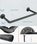 Wieszak na ubrania OROPY naścienny LOFT 2 sztuki czarny 49cm rura Wieszak na ubrania OROPY naścienny LOFT 2 sztuki czarny 49cm rura