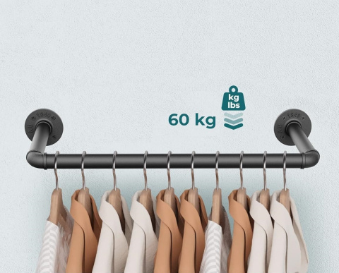 Wieszak na ubrania OROPY naścienny LOFT 2 sztuki czarny 49cm rura Wieszak na ubrania OROPY naścienny LOFT 2 sztuki czarny 49cm rura