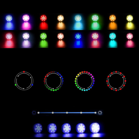 Oświetlenie zewnętrzne 4szt lampki LED światełka z przyssawką i magnesem Oświetlenie zewnętrzne 4szt lampki LED światełka z przyssawką i magnesem