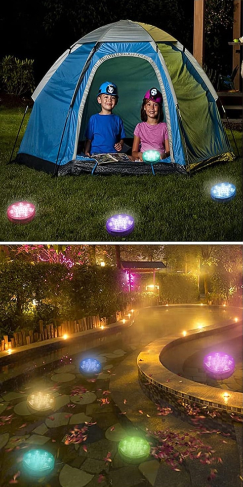 Oświetlenie zewnętrzne 4szt lampki LED światełka z przyssawką i magnesem Oświetlenie zewnętrzne 4szt lampki LED światełka z przyssawką i magnesem