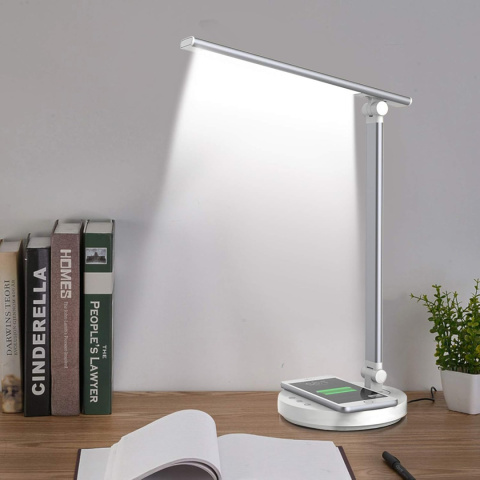 Lampka nocna dotykowa LED na biurko ładowarka indukcyjna biała Lampka nocna dotykowa LED na biurko ładowarka indukcyjna biała