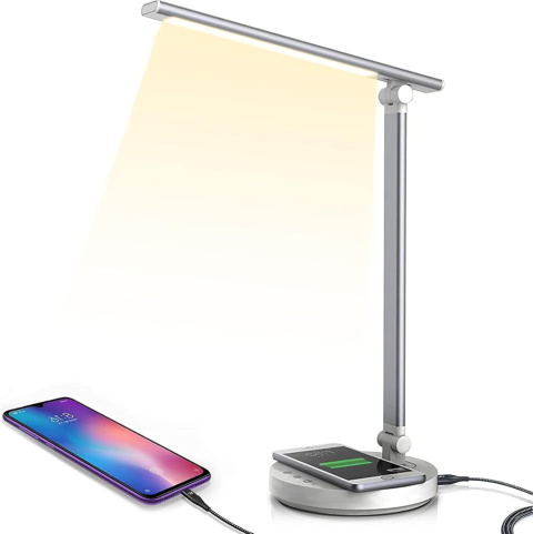 Lampka nocna dotykowa LED na biurko ładowarka indukcyjna biała Lampka nocna dotykowa LED na biurko ładowarka indukcyjna biała