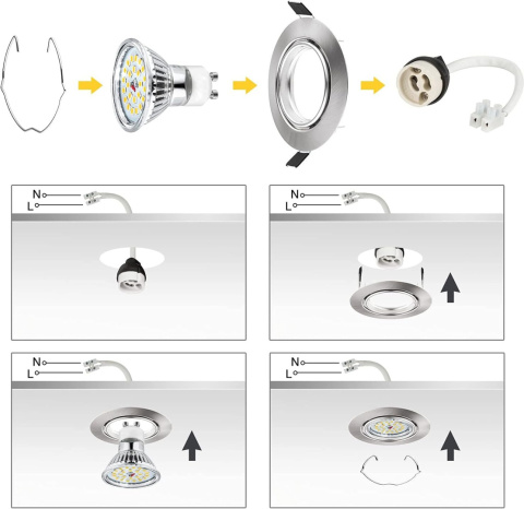 Lampa światło sufitowe LED zestaw 6 szt. 6 W WOWATT 2800K 600lm obrotowe Lampa światło sufitowe LED zestaw 6 szt. 6 W WOWATT 2800K 600lm obrotowe