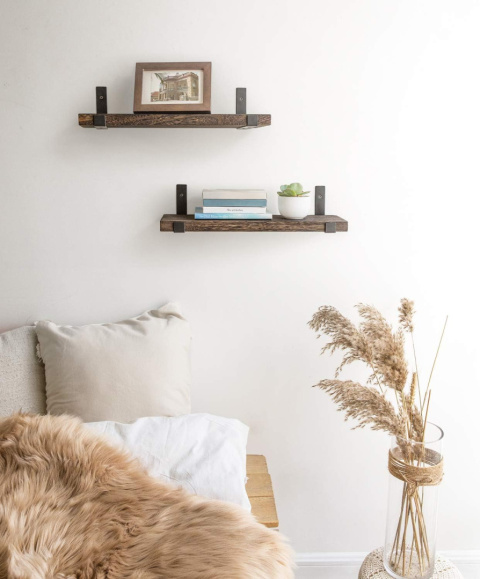 Półki wiszące ściennie zestaw 2 sztuki drewniane LOFT na dekoracje Półki wiszące ściennie zestaw 2 sztuki drewniane LOFT na dekoracje
