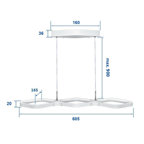 Lampa wisząca LED Anten 30W ściemniana z pilotem 68cm regulacja wysokości Lampa wisząca LED Anten 30W ściemniana z pilotem 68cm regulacja wysokości